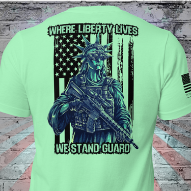 Patriotic Militia T-Shirt with Bold Slogan with lady liberty Graphic